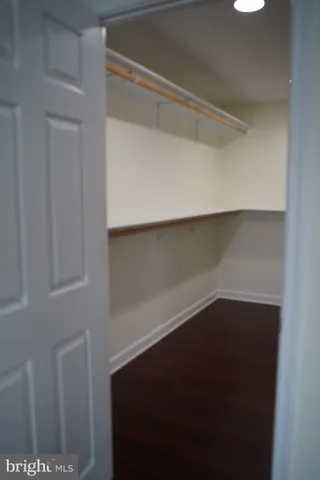 a view of an empty walk in closet