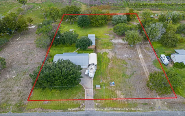 an aerial view of a house