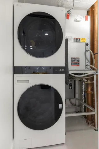 a utility room with a washer and dryer