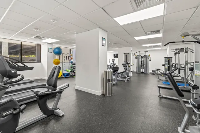 a view of a room with gym equipment