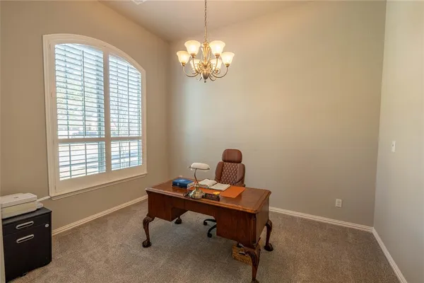 a dining room with a window
