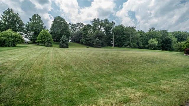 a backyard of a house with lots of green space
