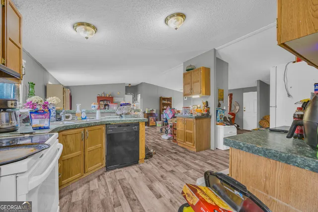 a kitchen with a sink appliances and cabinets