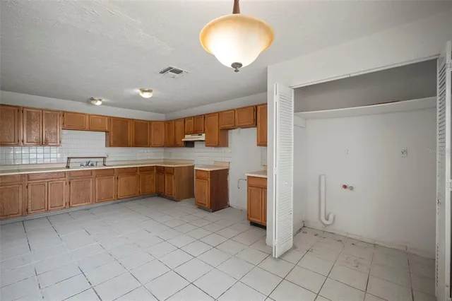 an empty room with closet