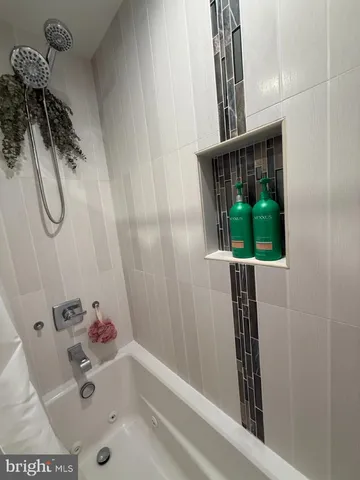 a bathroom with a bathtub