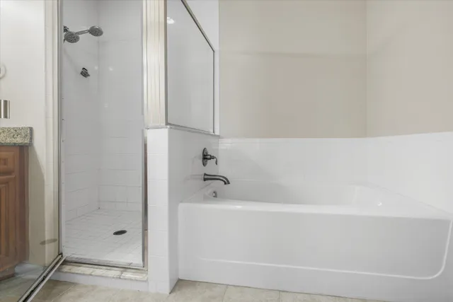 a bathroom with a bathtub