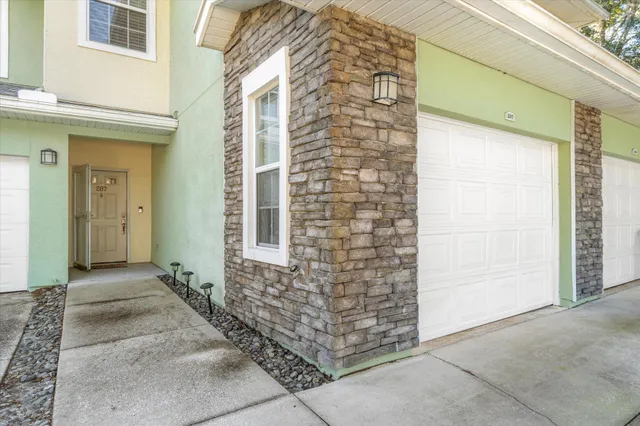 a view of a trees in a yard