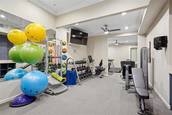 a room with gym equipment