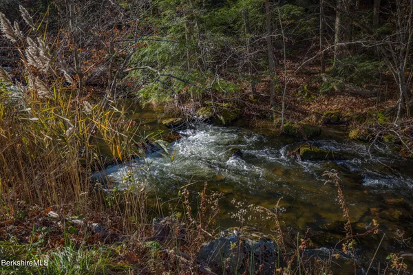 a view of a and covered mountains