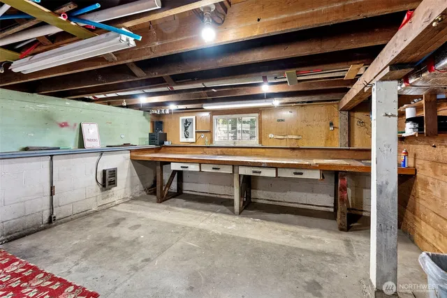 a view of an empty room with a tv