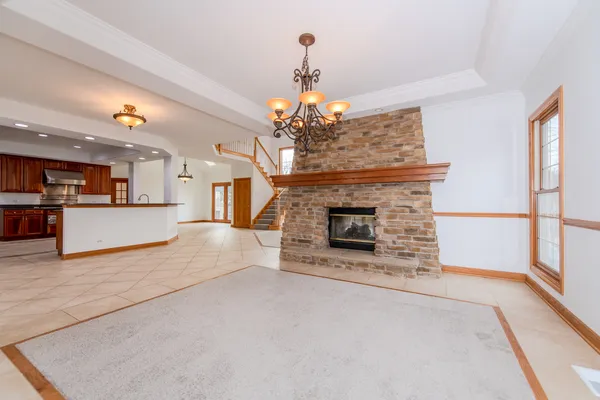 a view of a livingroom with a fireplace