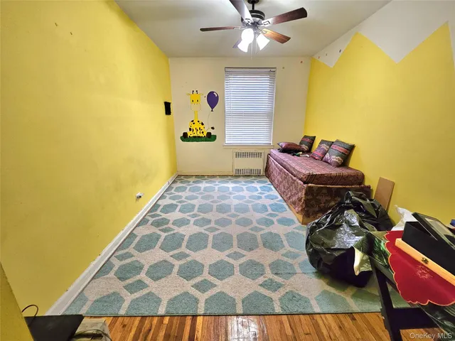 a living room with a rug