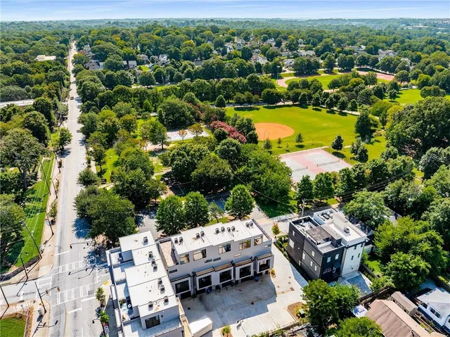 a view of a city with tall buildings