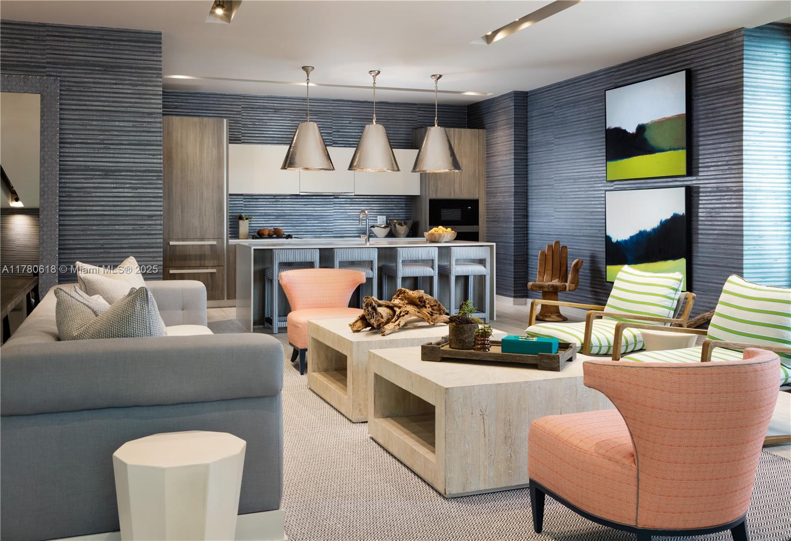 2900 Northeast 7th Avenue, Unit 1905 Miami, FL 33137 - Photo 62 of 82 a living room with furniture and a fireplace