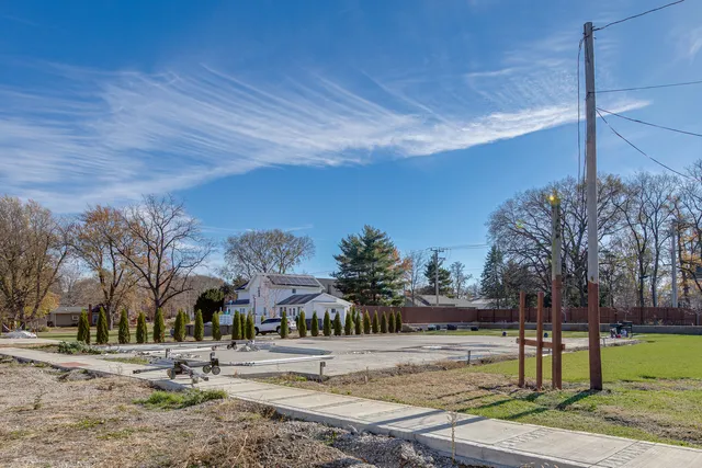 a view of a town with pathway