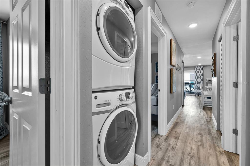 812 Gulf Boulevard, Unit 3 Indian Rocks Beach, FL 33785 - Photo 29 of 62 a view of a hallway with washer and dryer
