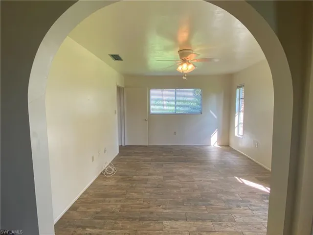 a view of a room with racks on the wall