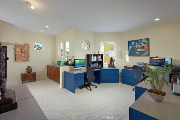 a workspace with furniture