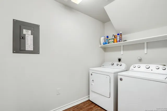 a utility room with dryer and washer