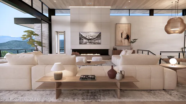 a living room with furniture and a rug