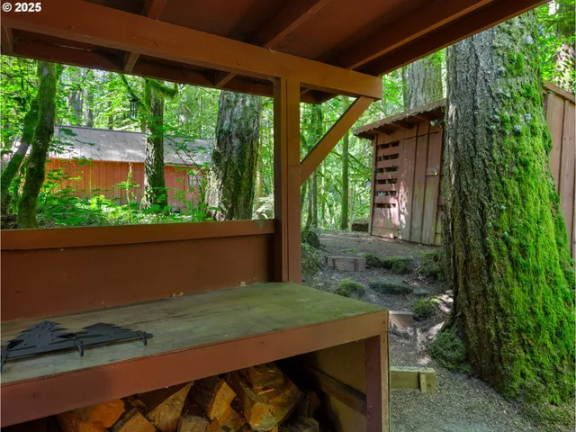 a view of backyard with green space