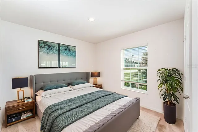 an empty room with closet area