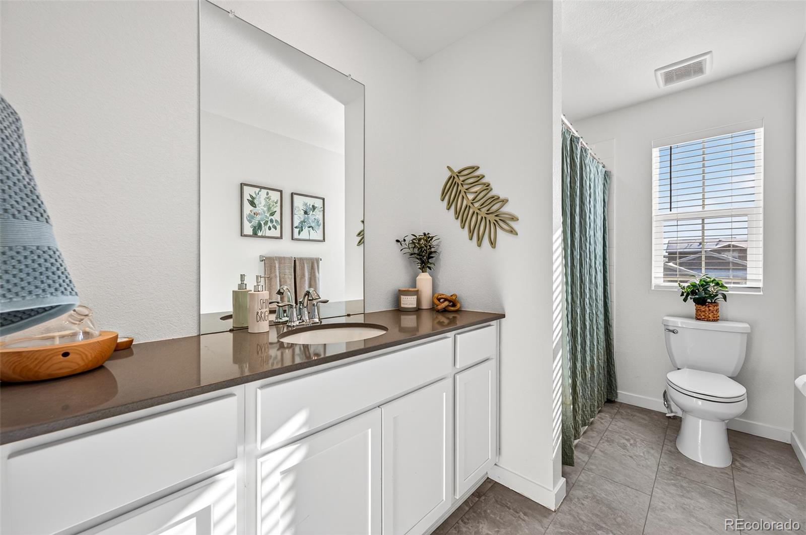 233 Corkscrew Street Elizabeth, CO 80107 - Photo 12 of 33 a bathroom with a sink a toilet and a mirror