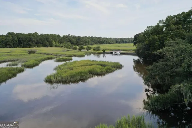a view of a lake with a city view