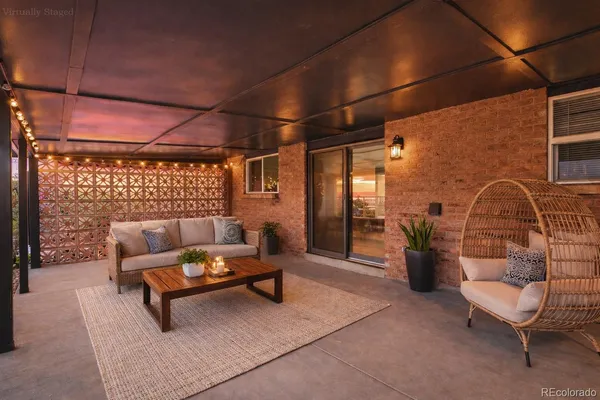 a outdoor living space with furniture