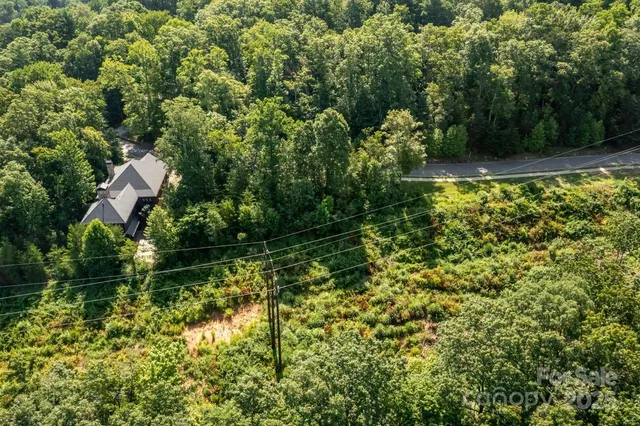 a view of a house with a mountain and a forest