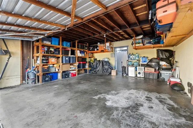 a view of a garage with rack
