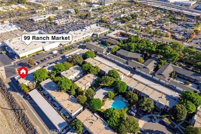 an aerial view of multiple house
