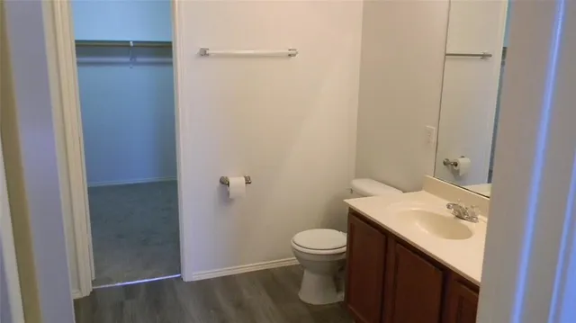 a bathroom with a sink toilet and vanity