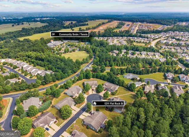 an aerial view of multiple house