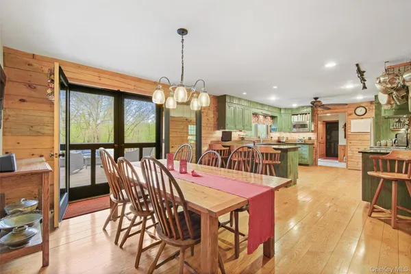 a view of a dining room and livingroom view