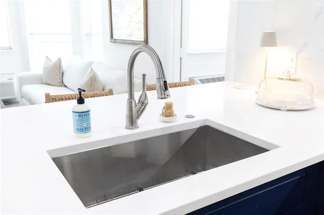 a close view of sink and tap