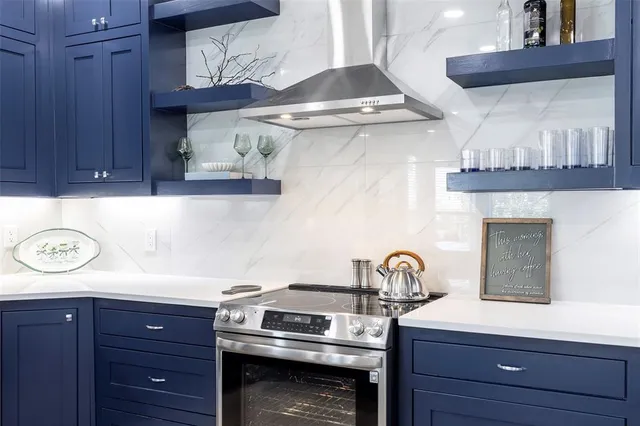 a view of storage and utility room with a stove