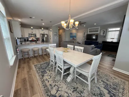 a view of a dining area with furniture