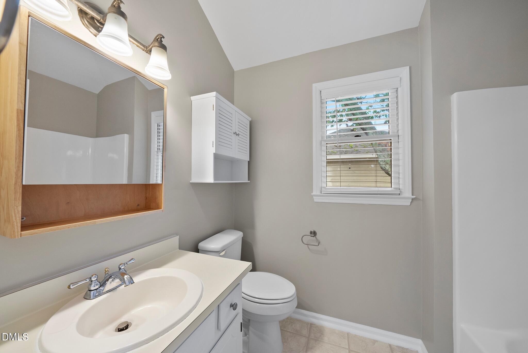 3634 Mill Run Raleigh, NC 27612 - Photo 15 of 18 a bathroom with a toilet sink and mirror