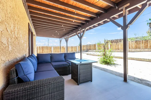 a living room with furniture