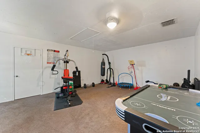 a room with gym equipment