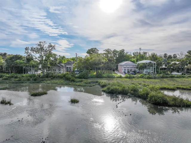 an aerial view of a house