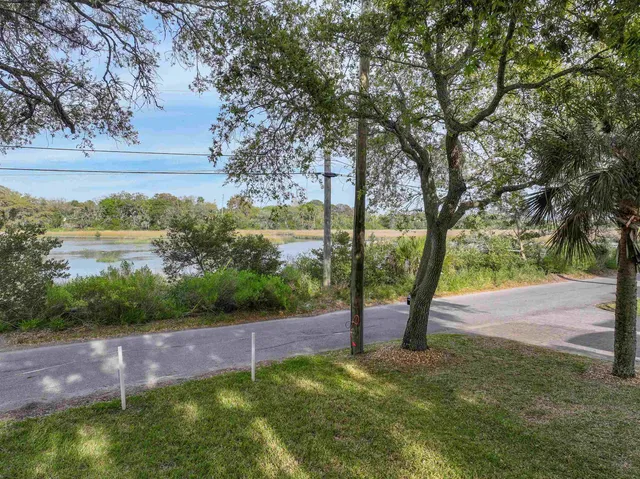 a view of a yard with a tree