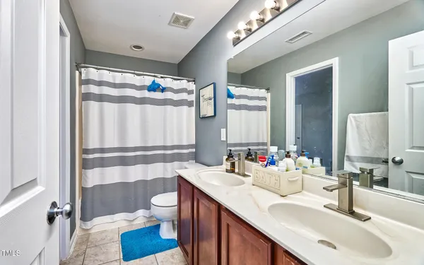 a bathroom with a sink vanity mirror and toilet