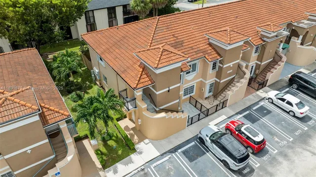 an aerial view of a house