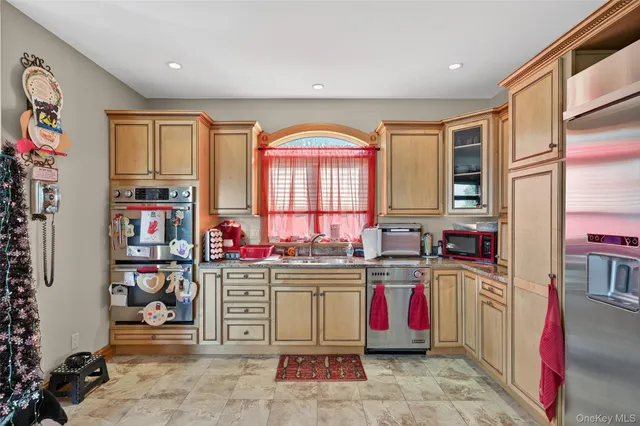 a view of balcony with furniture
