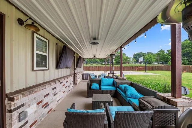 a view of an outdoor space with seating