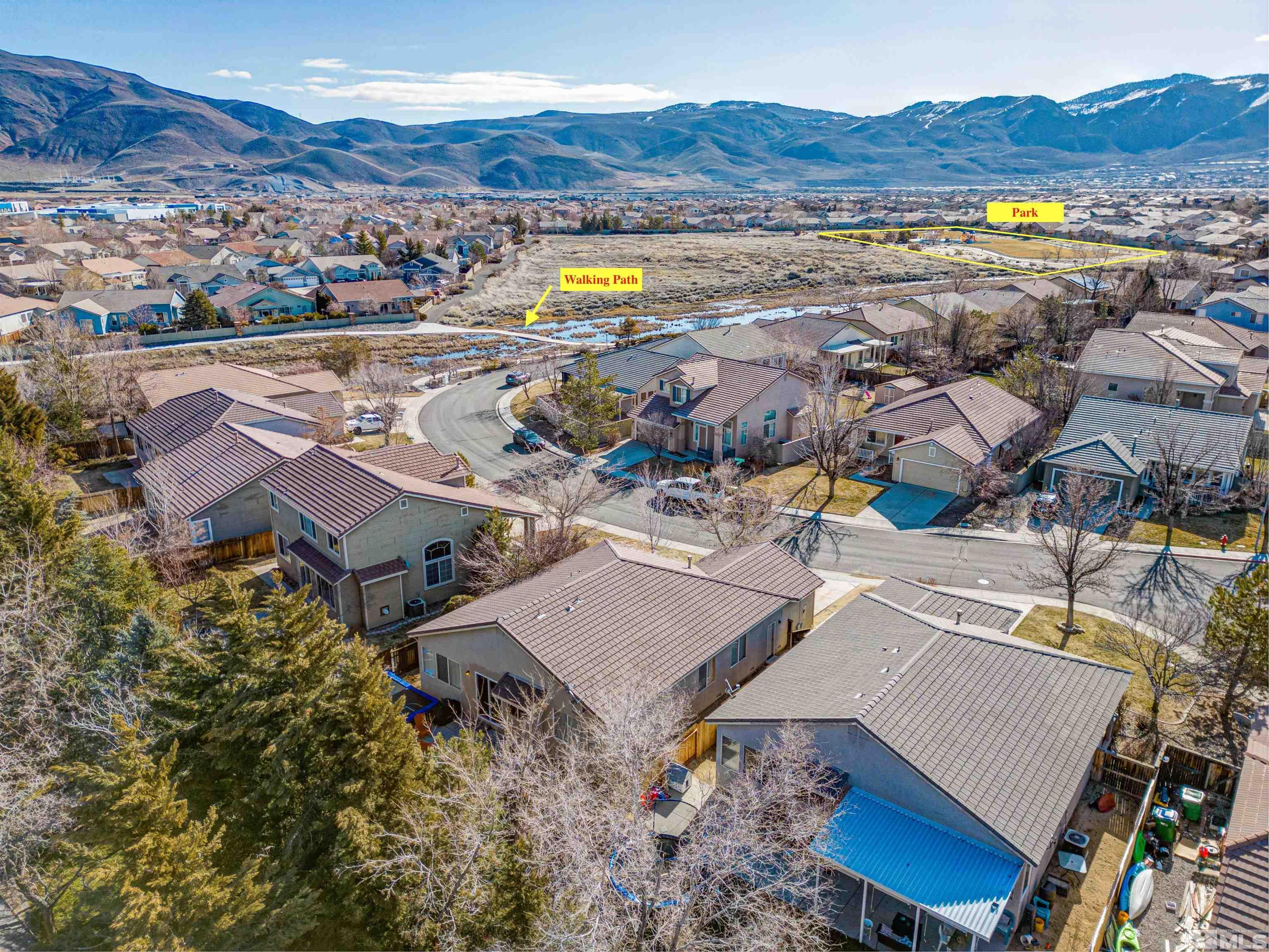 1651 Box Canyon Drive Reno, NV 89521 - Photo 27 of 40 an aerial view of residential houses with outdoor space