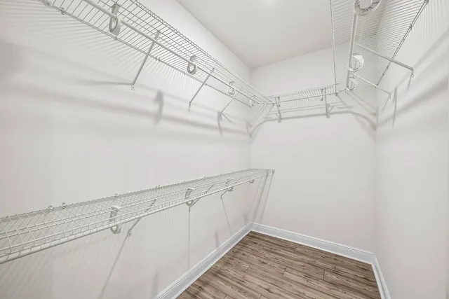 a view of a room with racks on the wall