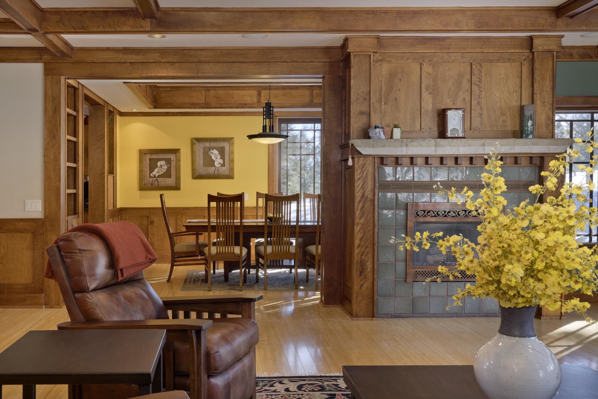 56 Wagon Road Mammoth Lakes, CA 93546 - Photo 44 of 56 Living area with hardwood / wood-style floors, beamed ceiling, and wainscoting